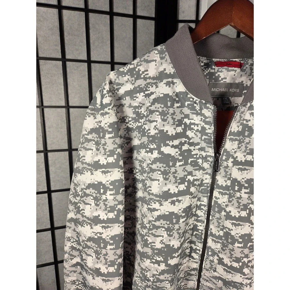 Michael Kors Digital Camo Bomber Jacket XXL‎ Men Gray Full Zip